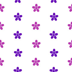 Fototapeta na wymiar Flowers, seamless pattern, vector. Pattern of purple and pink flowers on a white background.