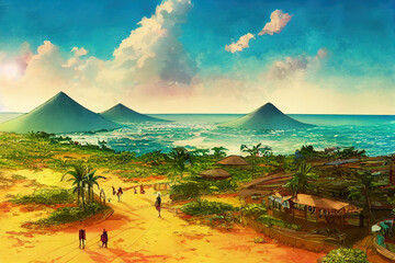 Comoros , anime style, day time anime. High quality illustration