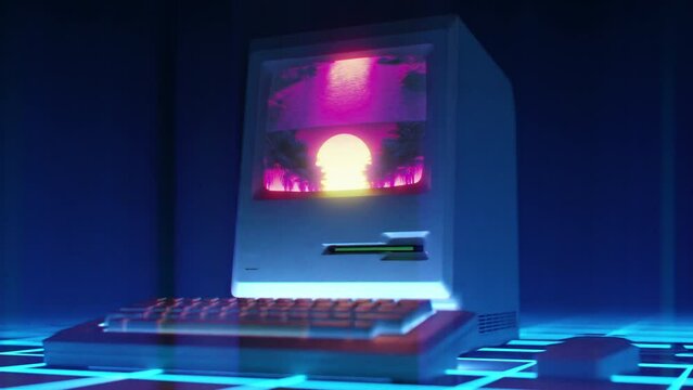 80's Retrowave, Sunset in Retro Computer