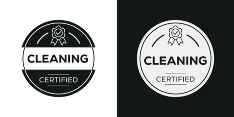 Fototapeta na wymiar Creative (Cleaning) Certified badge, vector illustration.