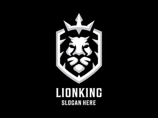 King Lion Royal Crown Shield Premium Logo Illustration