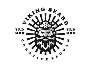 Viking Beard Barbershop Premium Vector Logo Illustration