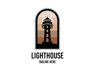 Lighthouse Ocean Premium Emblem Logo Illustration