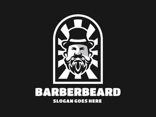 Beard Gentleman Barbershop Premium Vector Logo Illustration