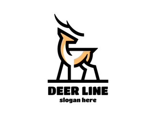 Deer Stag Premium Bold Line Style Logo Illustration