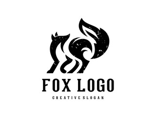 vector hipster fox logo template illustration