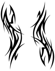 Png tribal tattoo. Silhouette illustration. Isolated abstract element set.
