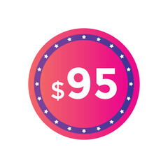 Obraz premium 95 dollar price tag. Price $95 USD dollar only Sticker sale promotion Design. shop now button for Business or shopping promotion 