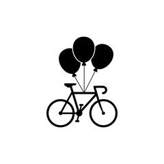 Bicycle with balloons icon isolated on white background