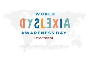 World dyslexia awareness day background celebrated on october 15. - obrazy, fototapety, plakaty