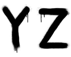 Black spray graffiti letters ''Y'', ''Z''. Part 13