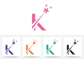 Modern letter K with Abstract Star Logo And Icon Design 
