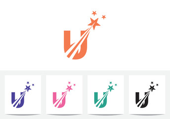 Modern and Initial letter U with star abstract logo and icon design