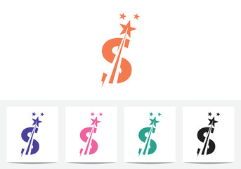 Initial modern S letter logo on Star in vector