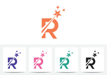 Modern Letter R With Star Abstract Logo And Icon Design Template In Vector