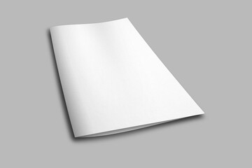Empty blank cafe or restaurant menu mockup isolated on a grey background. 3d rendering. Brochure, leaflet, advertising flyer, booklet design mockup.