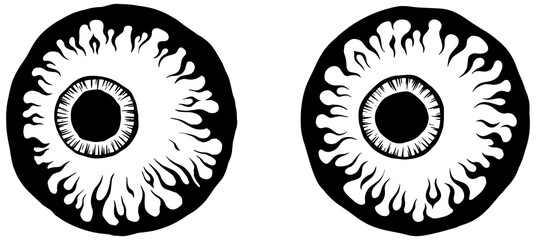Eyes illustration. Iris decorative image. Circle png sketch.
