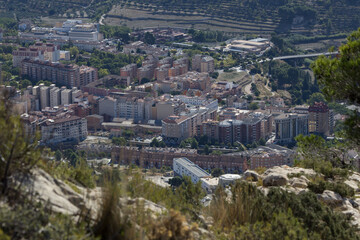 Vista desde el Alt de les Pedreres de la zona norte de Alcoy, Comunidad Valenciana, Españá