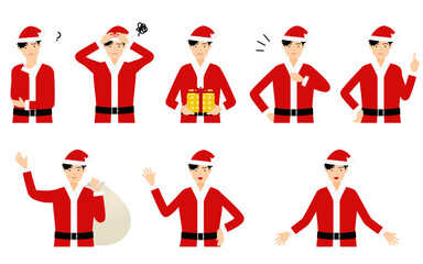人物のポーズセット、サンタクロース姿の男性
