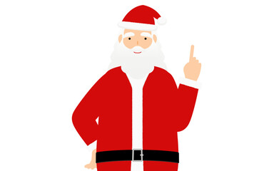 人差し指を立てる（指さし）サンタクロースのおじいさん