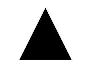 Black triangle icon isolated on white background