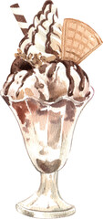 Sundae Ice cream day and decor icon watercolor png