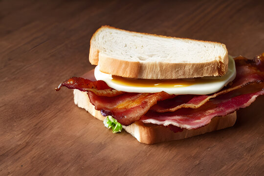 bacon sandwich with toast bread, fast food breakfast
