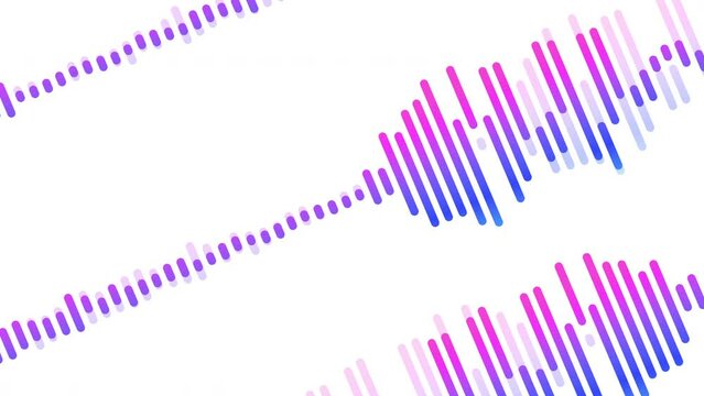シンプルでフラットなグラデーションのオーディオウェーブ　斜め　ループ　白バック
