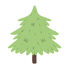 Christmas tree in doodle style. Vector illustration. Christmas tree isolated.