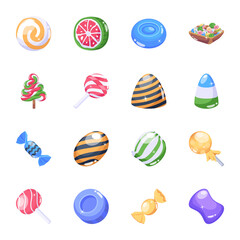 Collection of Candies and Sweets Flat Icons

