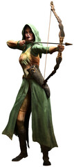 Elf ranger aiming bow 3D illustration  © warpaintcobra