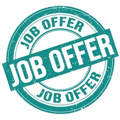 JOB OFFER text written on blue round stamp sign