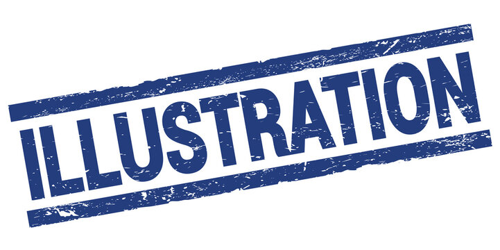 ILLUSTRATION text on blue rectangle stamp sign.