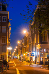 Night Street in Downtown Amsterdam