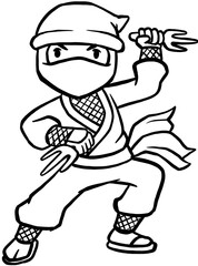 cartoon japanese ninja character for coloring book