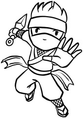 cartoon japanese ninja character for coloring book