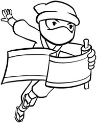 cartoon japanese ninja character for coloring book
