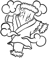 cartoon japanese ninja character for coloring book