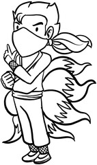cartoon japanese ninja character for coloring book