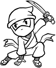 cartoon japanese ninja character for coloring book
