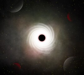 Black holes have such strong gravity that nothing without particles or even electromagnetic radiation, such as light, cannot escape from a black hole, space drawing