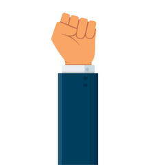 protestors fists raised up in the air 