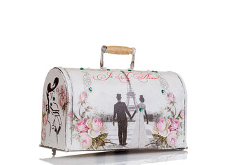 Cover for decorative sewing machine on a white background