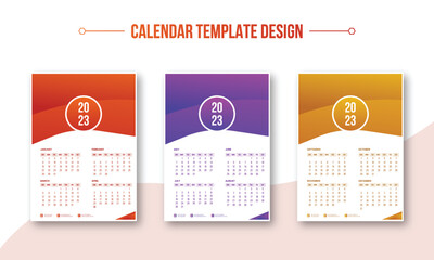 Wall calendar template 2023