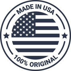 Made in the usa labels in grey colors. American product emblem. Package element illustration. © Yasir Design