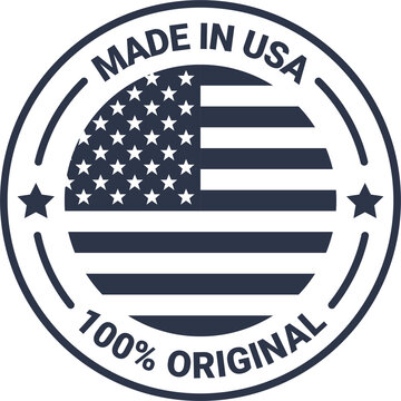Made in the usa labels in grey colors. American product emblem. Package element illustration.