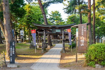 川中島古戦場史跡公園にある八幡社／【日本長野県長野市