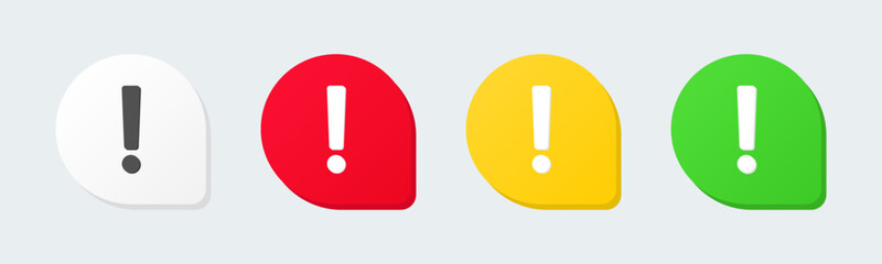 Warning message concept represented by exclamation mark icon. Exclamation 3d realistic symbol in circle.