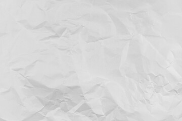 White crumpled paper texture background, clean white wrinkled paper, top view.