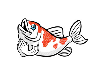 character carp Cartoon koi illustration and painting, talking and smiling, transparent background. for graphic design work